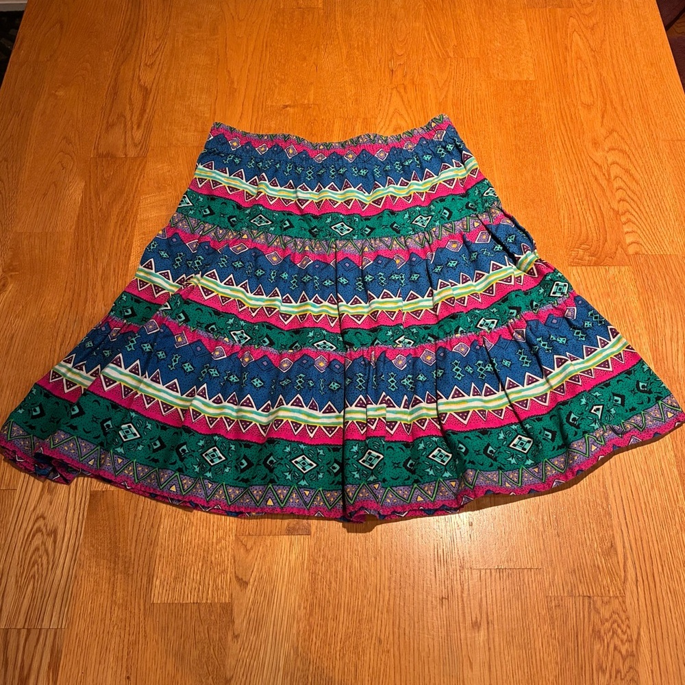Vintage 80’s Colorful Geometric Patterned Skirt